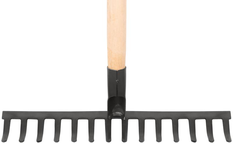 Грабли прямой зуб 14 зубьев с деревянным черенком КУРС 76962