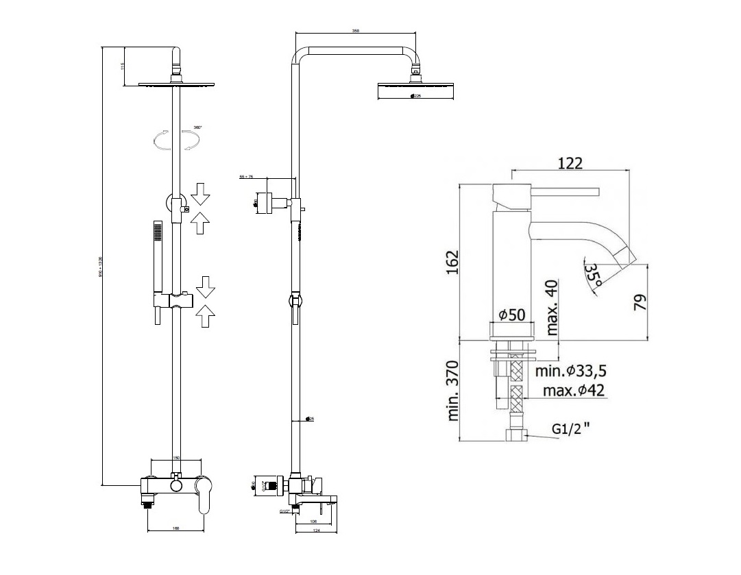 Комплект Paffoni Light KITCOL632NO71 С ВНУТРЕННЕЙ ЧАСТЬЮ черный матовый