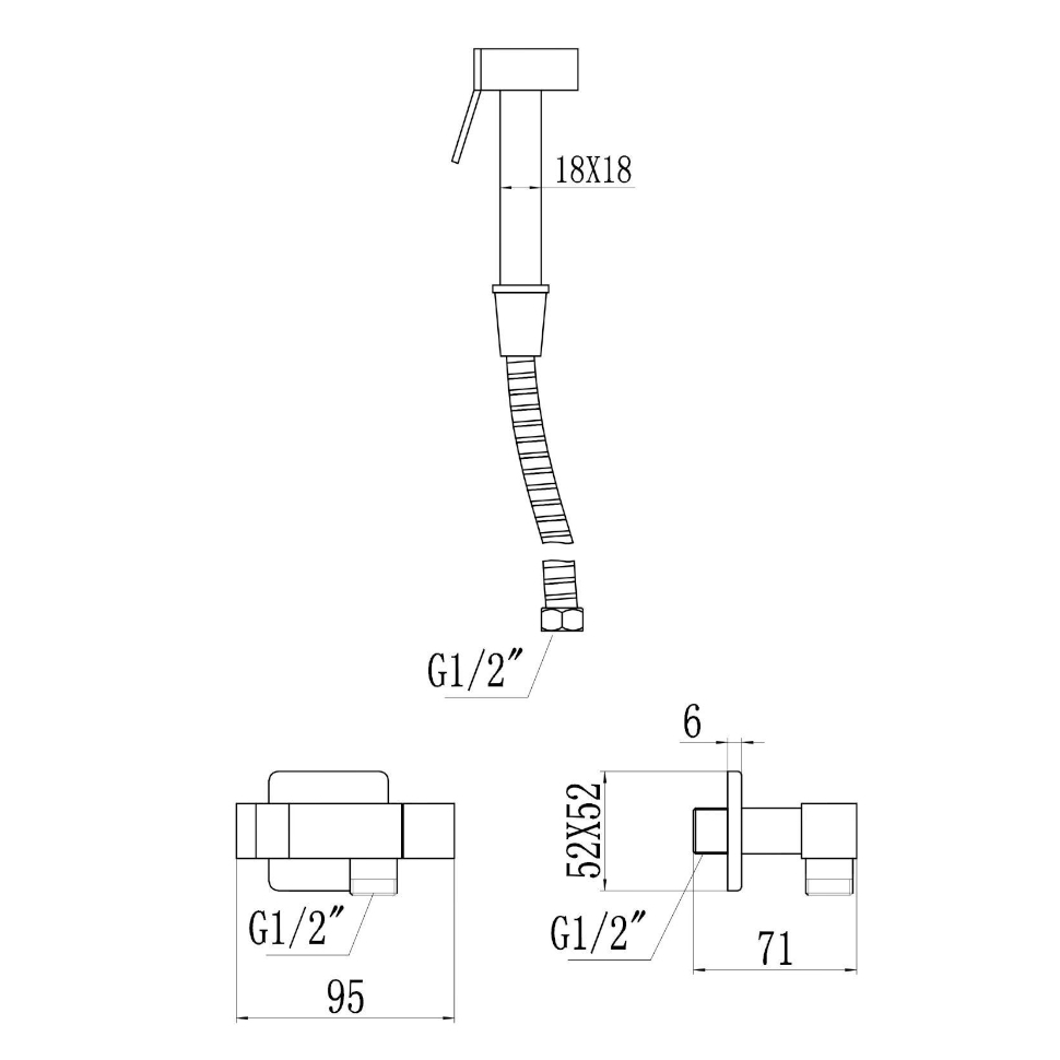 Гигиенический душ без смесителя Savol S-FXQ009H, черный