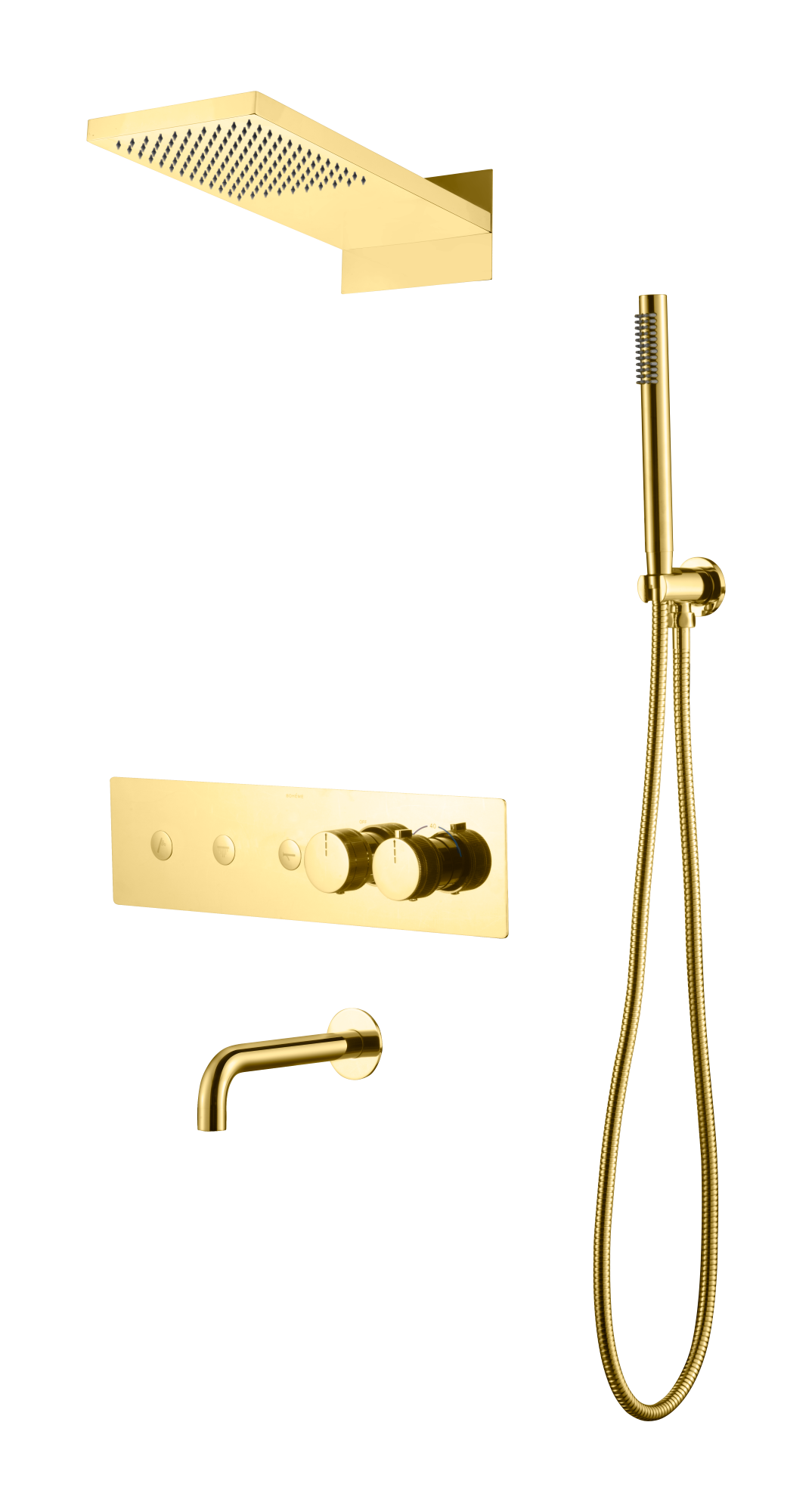 Встроенная душевая система FUSION с термостатом, GOLD с изливом