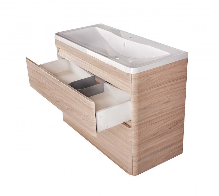 Тумба напольная "Атлантика 90", Люкс ясеь перламутр, PLUS