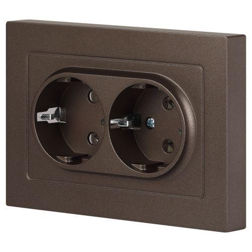 Розетка 2-м СП Accent 6-205-08 16А IP20 250В 2P+E Schuko AL/CU бронза Intro Б0063498