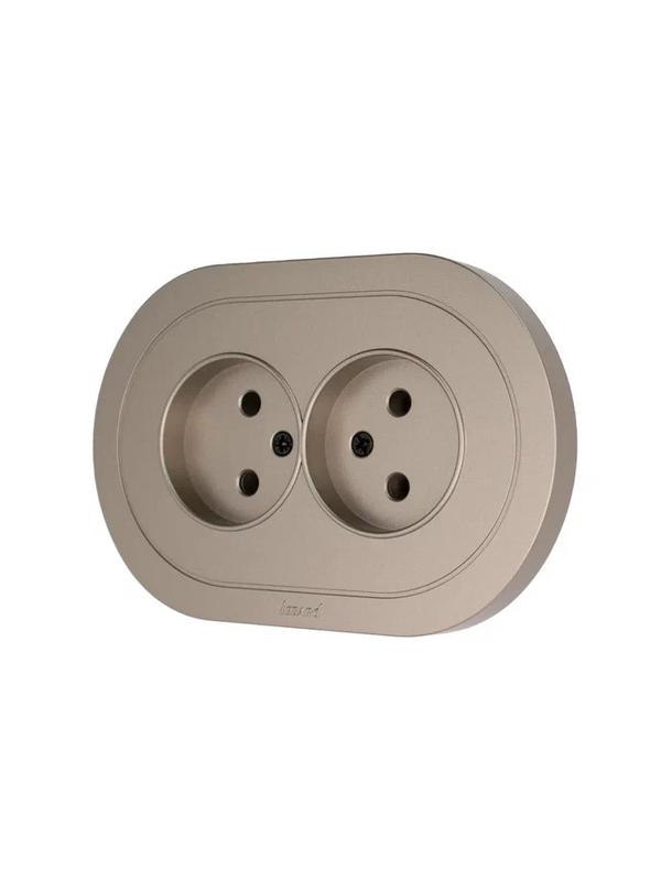 Розетка 2-м СП OSEN без заземл. ПБТ круглая механизм титан LEZARD 744-3700-128B