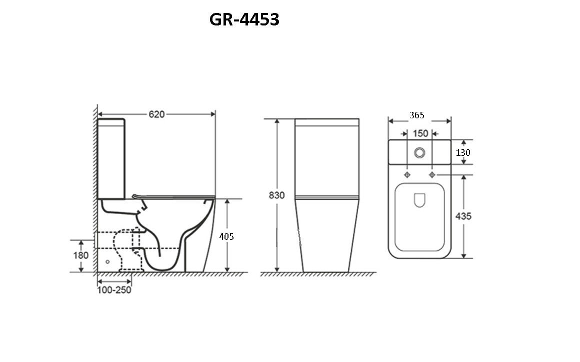 Унитаз gr-4453s style (620*365*830) напольный безободковый