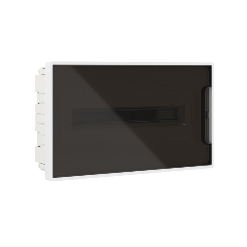 Щиток встраиваемый FRAME 18мод с тонированной дверцей с 2 шинами PEN на 8 и 10 отверст. бел. DKC F18B1WD