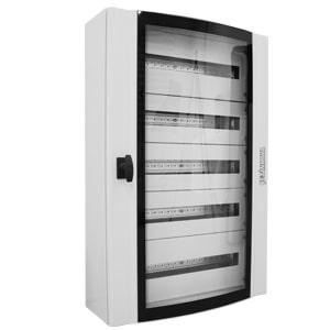 Корпус щита распределительного 600х1050х200мм DIN-рейки 144M(6х24) навесной прозр. дверца из гнутого стекла метал. сер. Cetinkaya Pano CPD6010520SUMS