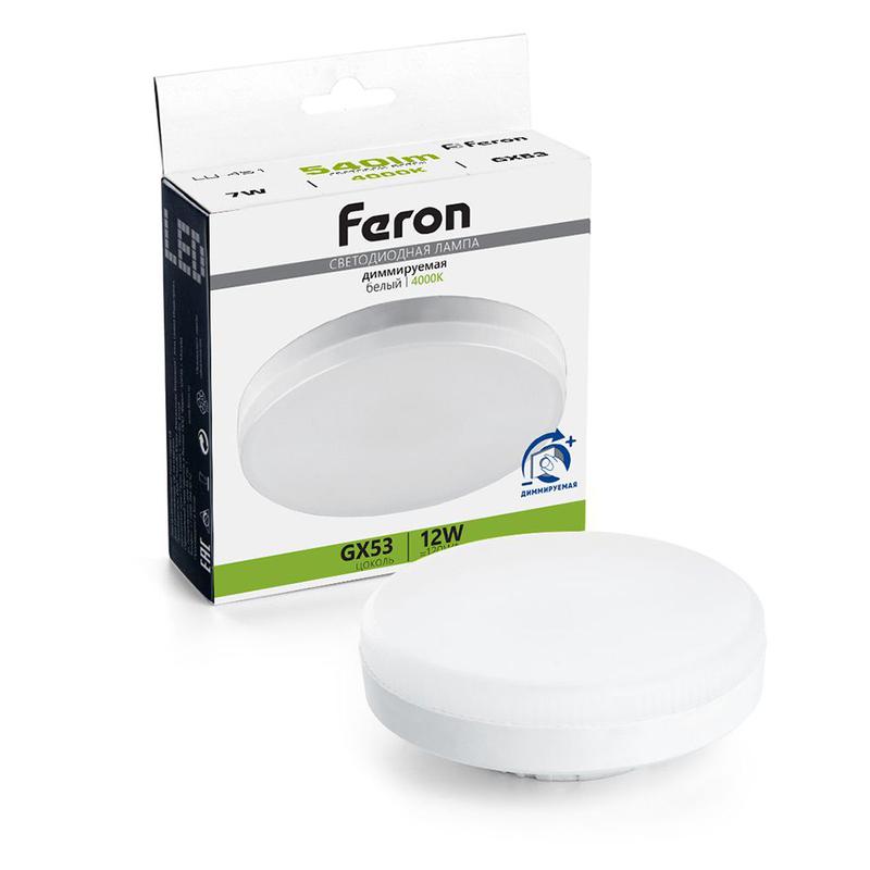 Лампа светодиодная диммируемая 12Вт 230В GX53 4000К LB-456 FERON 51065