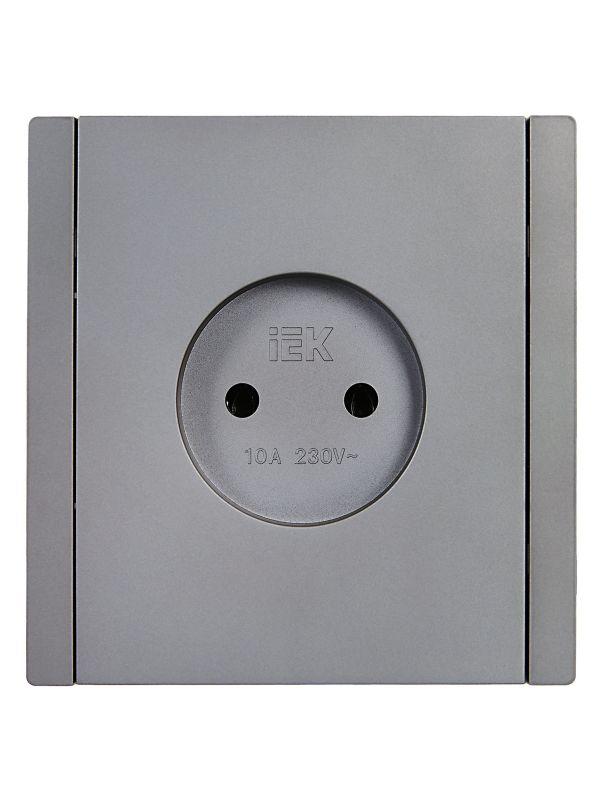 Розетка 1-м СП FORTE&PIANO FP518 10А без заземл. без защ. шторок винт. крепл. сталь IEK FP-R10-10-K46