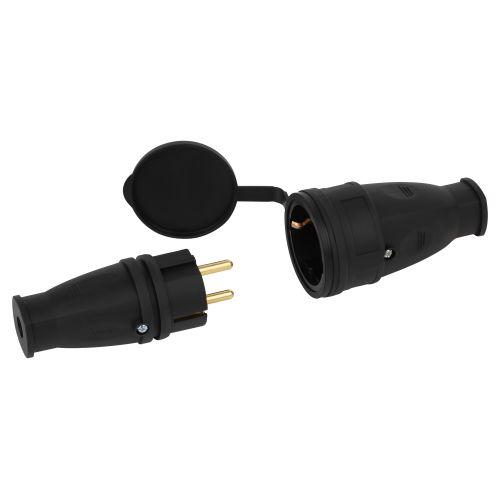 Розетка RX10-B-IP44 16А IP44 прямая с заземл. каучук черн. ЭРА Б0055418