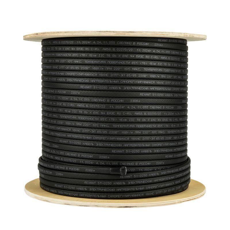 Кабель греющий саморег. 16КНС 2ЛТГ-ЭЛ-65/85 экранированный взрывозащ. Ex UV 16Вт/м 200м Rexant 51-0250