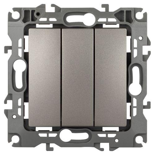 Выключатель 3-кл. Эра12 12-1107-16 10А 250В 10AX механизм титан Эра Б0065703