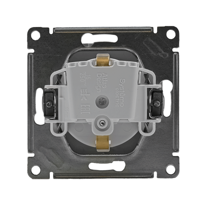 Розетка 1-м СП AtlasDesign 16А IP20 с заземл. защ. шторки механизм бел. SE ATN000145