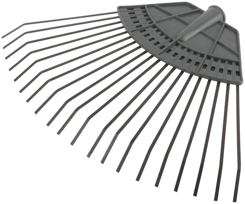 Грабли веерные пластинчатые (пластмассовая основа) 20 зубьев 310х450мм без черенка КУРС 76941