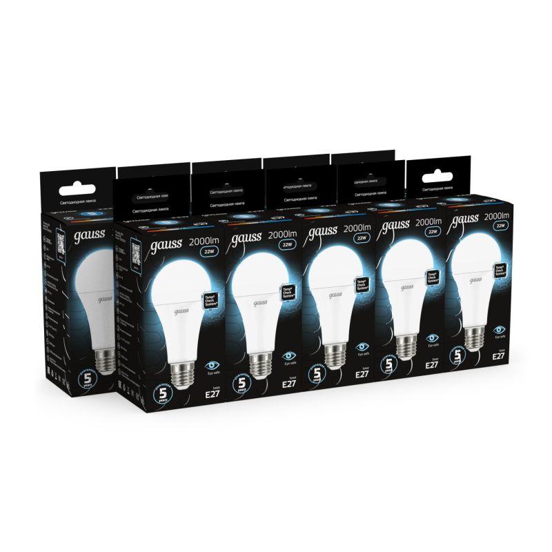 Лампа светодиодная Black 22Вт A70 грушевидная 4100К нейтр. бел. E27 2000лм GAUSS 102502222