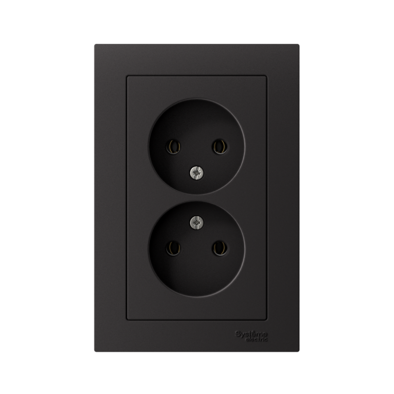 Розетка 2-м СП AtlasDesign 16А IP20 без заземл. в сборе карбон SE ATN001020