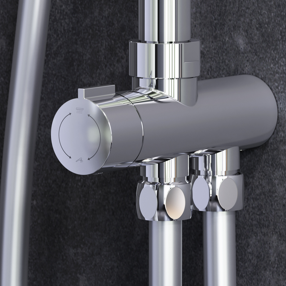 F0790000 Gem душ.система, набор: верхн.душ d 220 мм, ручн.душ 1 ф-ция d 110 мм, переключатель, хром,