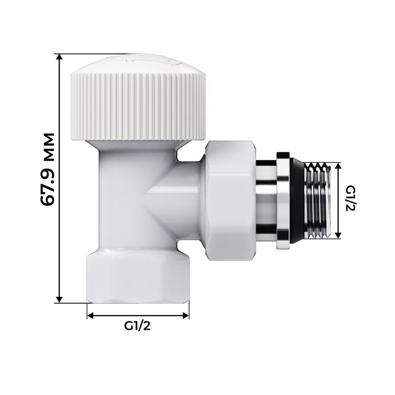 Набор термостатический угловой Design 1/2дюйм М30х1.5 бел. Royal Thermo НС-1640379