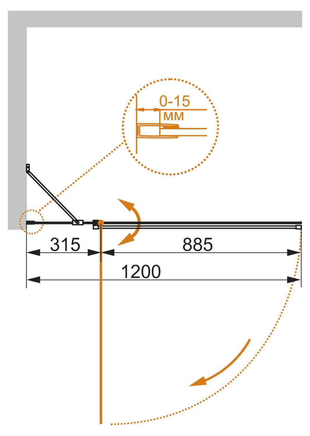 Душевая шторка на ванну CEZARES ECO-O-V-11-120/140-C-Cr