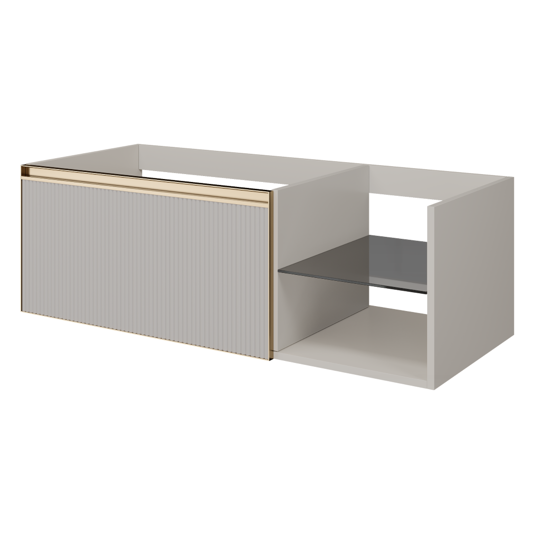 QUATRO 6 120см (80+40) тумба рифл CASHMERE FUGA профиль MATT GOLD