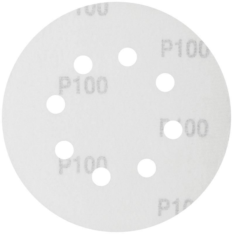 Круг шлифовальный с отверстиями (липучка) 125мм Р 100 алюм./оксидные (уп.5шт) КУРС 39785