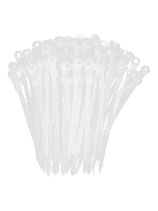 Хомут кабельный 3.5х100 нейл. бел. с отвер. для креп. ХОК (уп.100шт) IEK UHH40-4-100-100