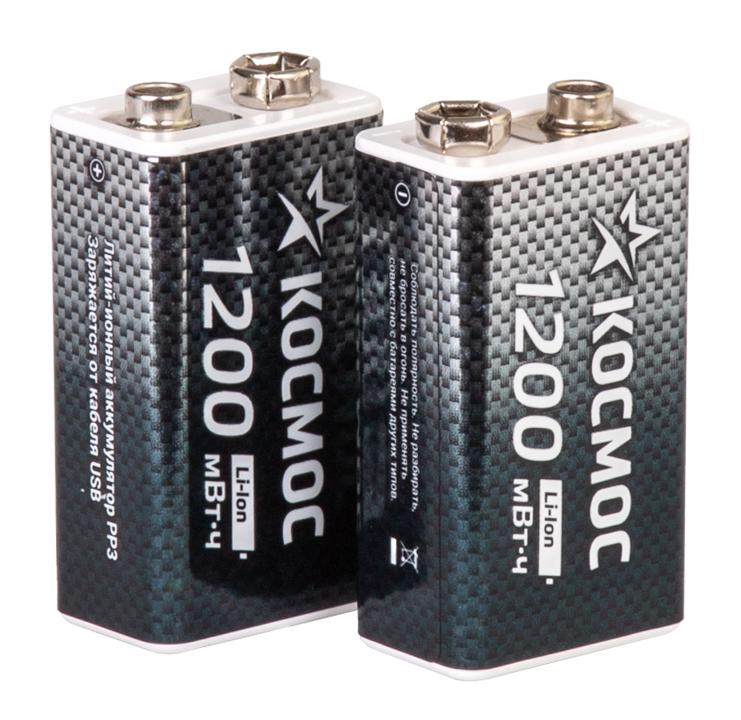 Аккумулятор крона Li-ion 9В 1200мАч (блист.1шт) КОСМОС KOCLi9V1200mAh1BL