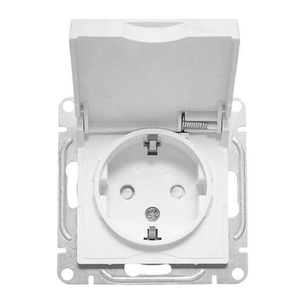 Розетка СП Эпика 16А IP44 с заземл. защ. шторки с крышкой механизм бел. EKF UP1-SOW-111-44