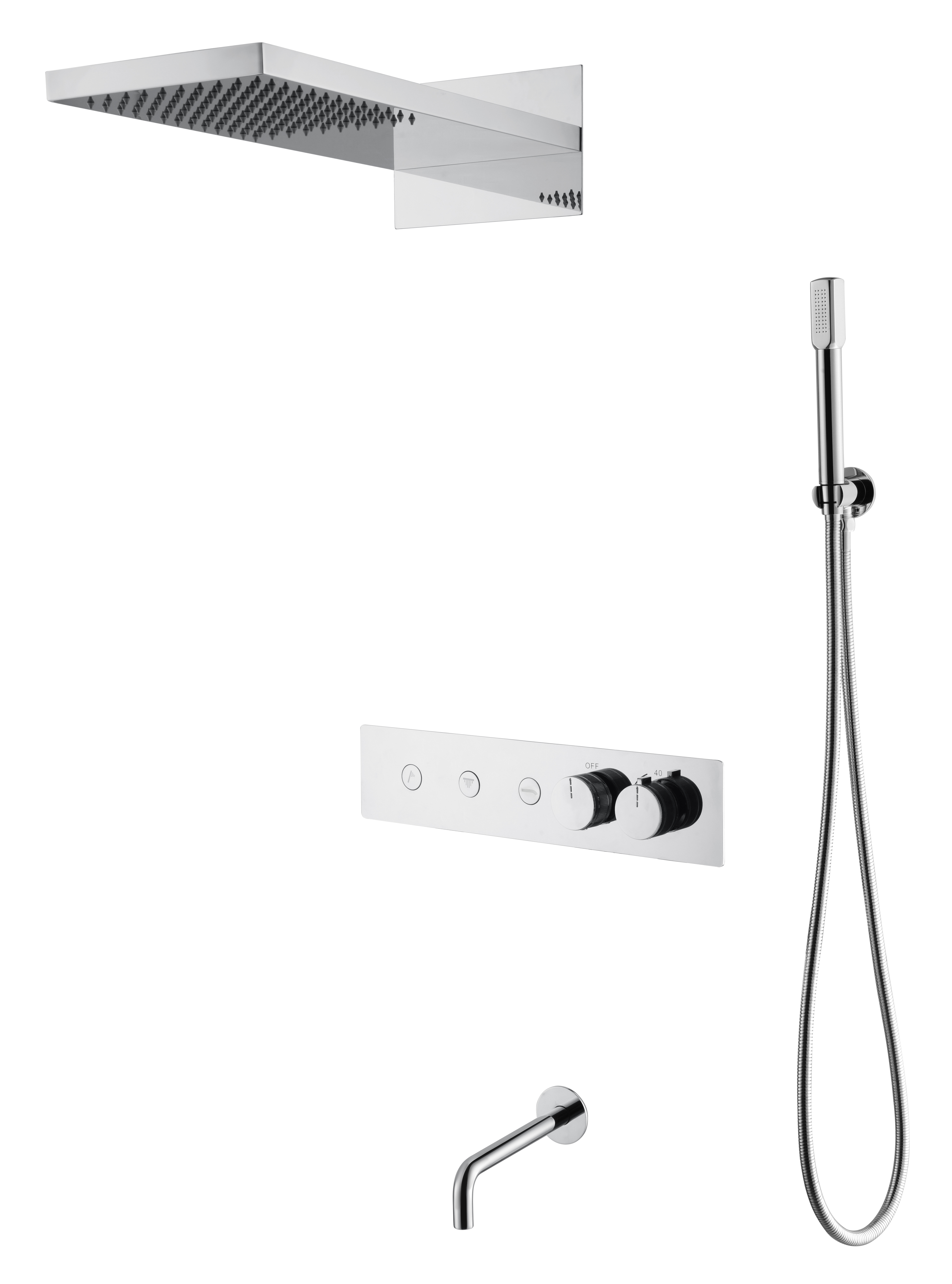 Встроенная душевая система FUSION, трехпозиционная Matt Gold с изливом