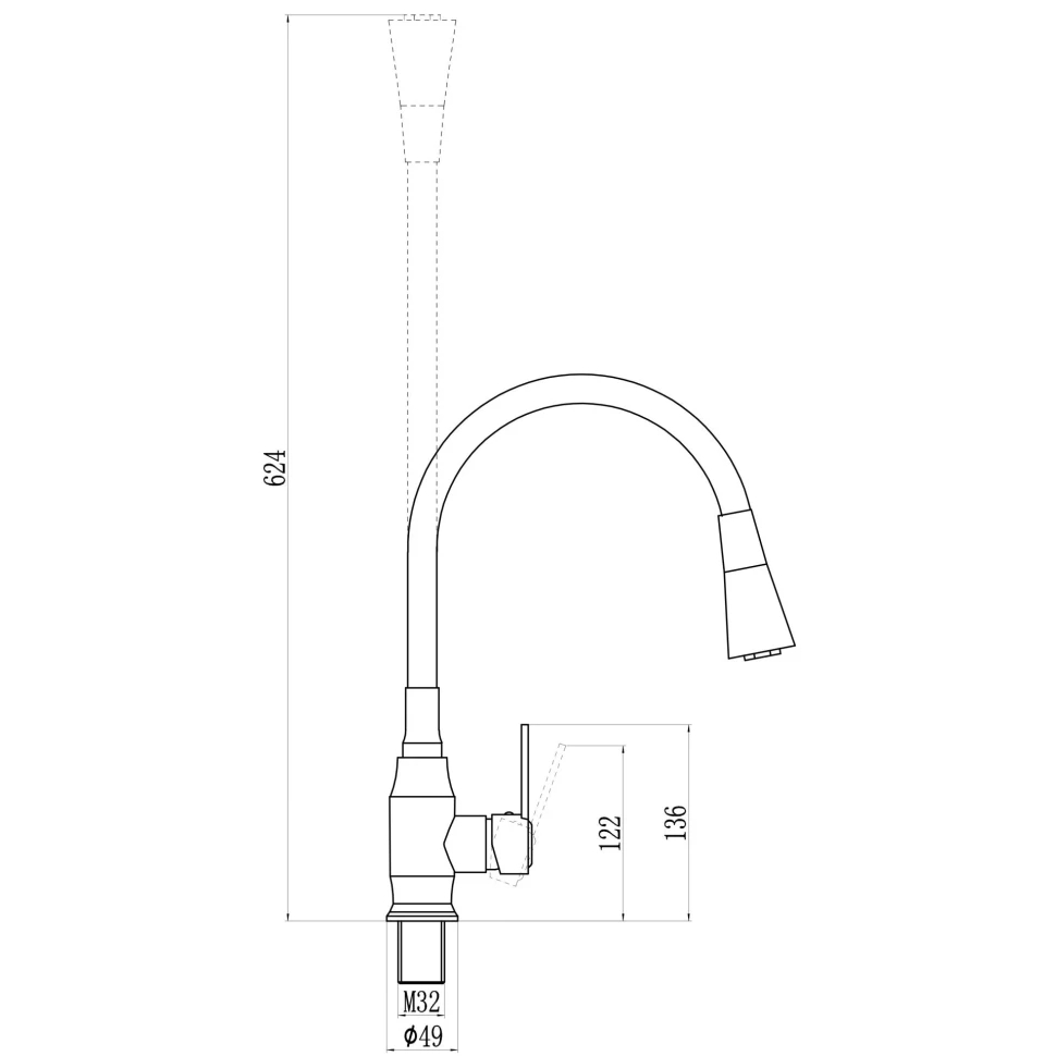 Смеситель для кухни Savol S-2805AM12, хром