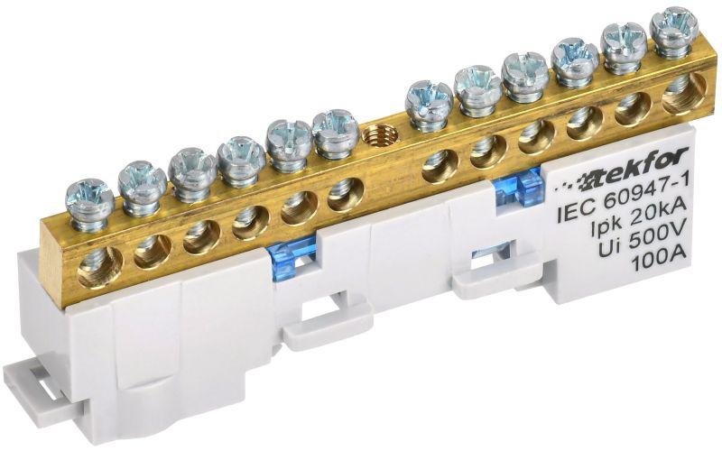 Шина нулевая N неизол. на универс. держ. 6х9-12-С TEKFOR IEK TF-NN10-12-DL-K07