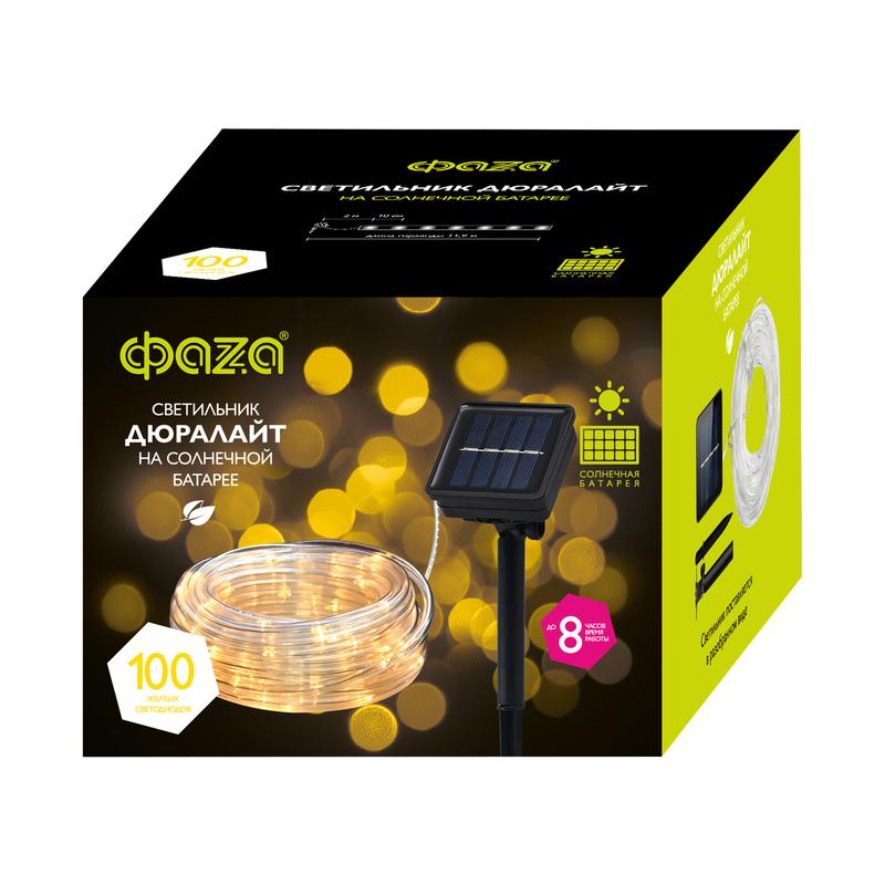Светильник светодиодный садовый SLR-G06-100Y 100LED дюралайт (заменяемый Ni-MH 500мА.ч аккумулятор) желт. ФАZА 5060104