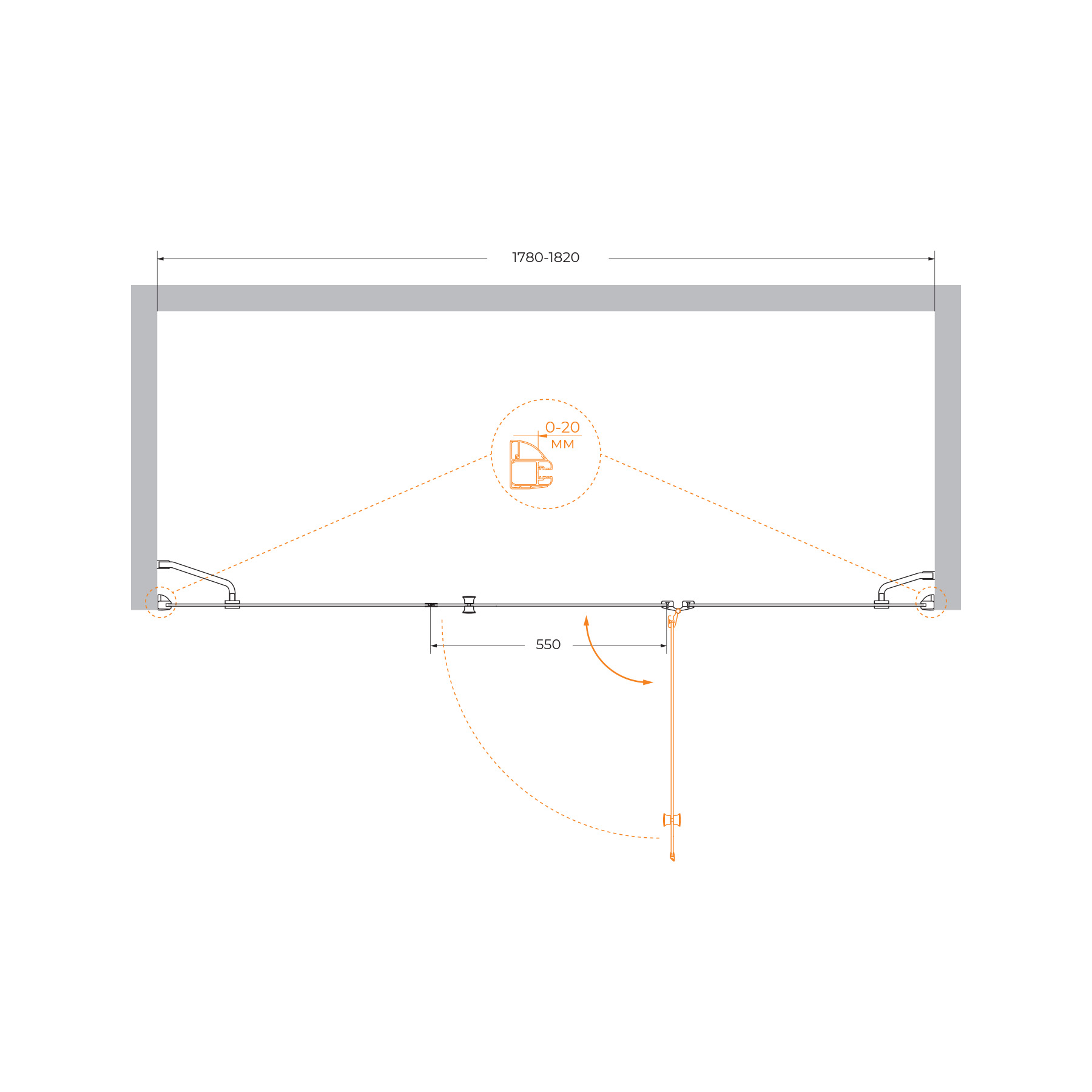 Душевая дверь CEZARES VERONA-W-B-13-60+60/60-P-Cr-R