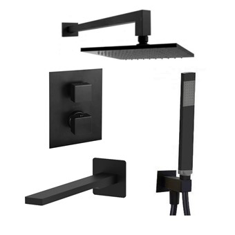 Смеситель термостат встраиваемый для душа 3 выход Paffoni LEVEL LEQ519NO/M встраиваемый Черный матовый