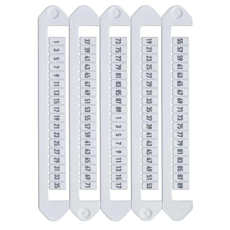 Маркировка для клемм Ш=5мм от 1 до 89 горизонт. ориентация DKC NUTB-5-1-89H