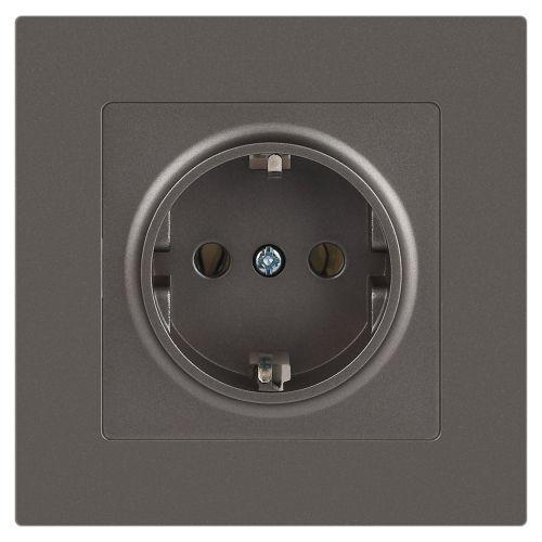 Розетка 1-м СП Accent 6-202-09 16А IP20 250В 2P+E Schuko титан Intro Б0063701