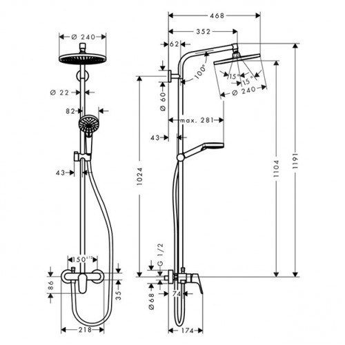 Душевая система Hansgrohe Crometta S 240 SHP 27269000 для душа
