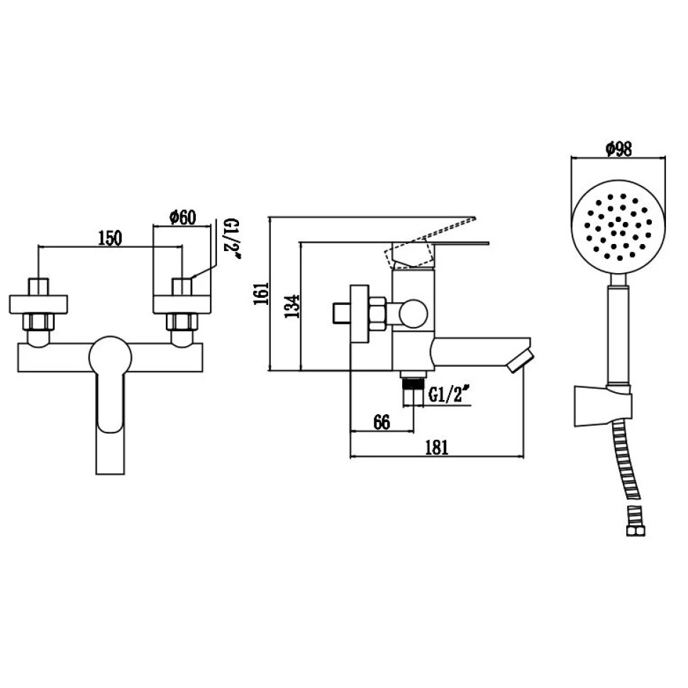 Смеситель для ванны Fmark FS8304H, черный
