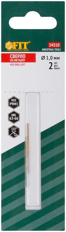 Сверло HSS по металлу титановое покрытие в блист. 1.0мм (уп.2шт) FIT 34310