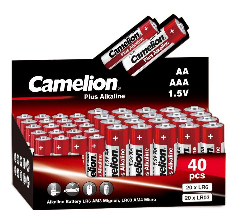 Элемент питания алкалиновый 20хAA/LR6+20хAAA/LR03-CB 1.5В Plus Alkaline COMBO40 (уп.40шт) Camelion 14981