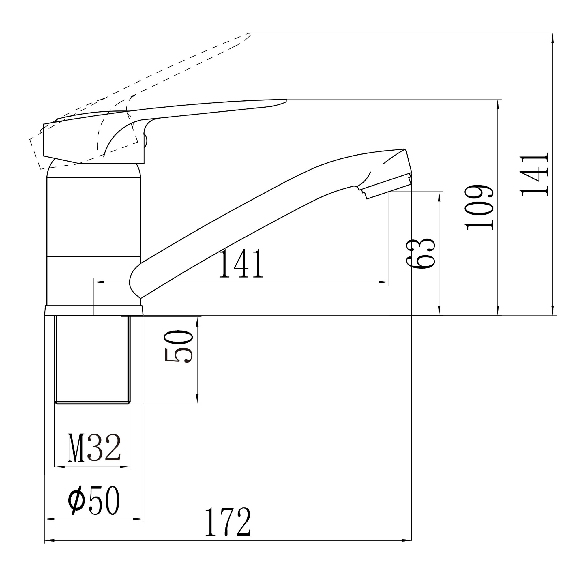 Смеситель для кухни Savol S-T4504, хром