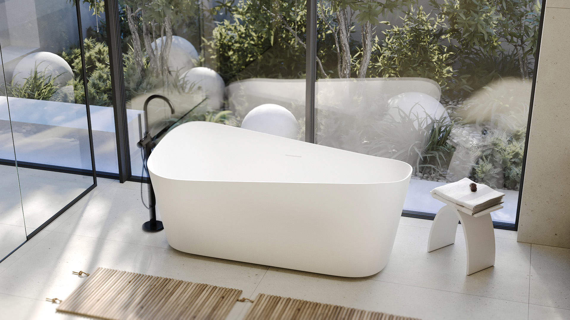 Ванна из искусственного камня ABBER Stein AS9609 белая матовая