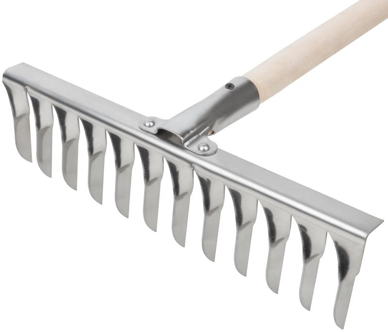 Грабли витой зуб нержавеющая сталь 12 зубьев с деревянным черенком FIT 76983