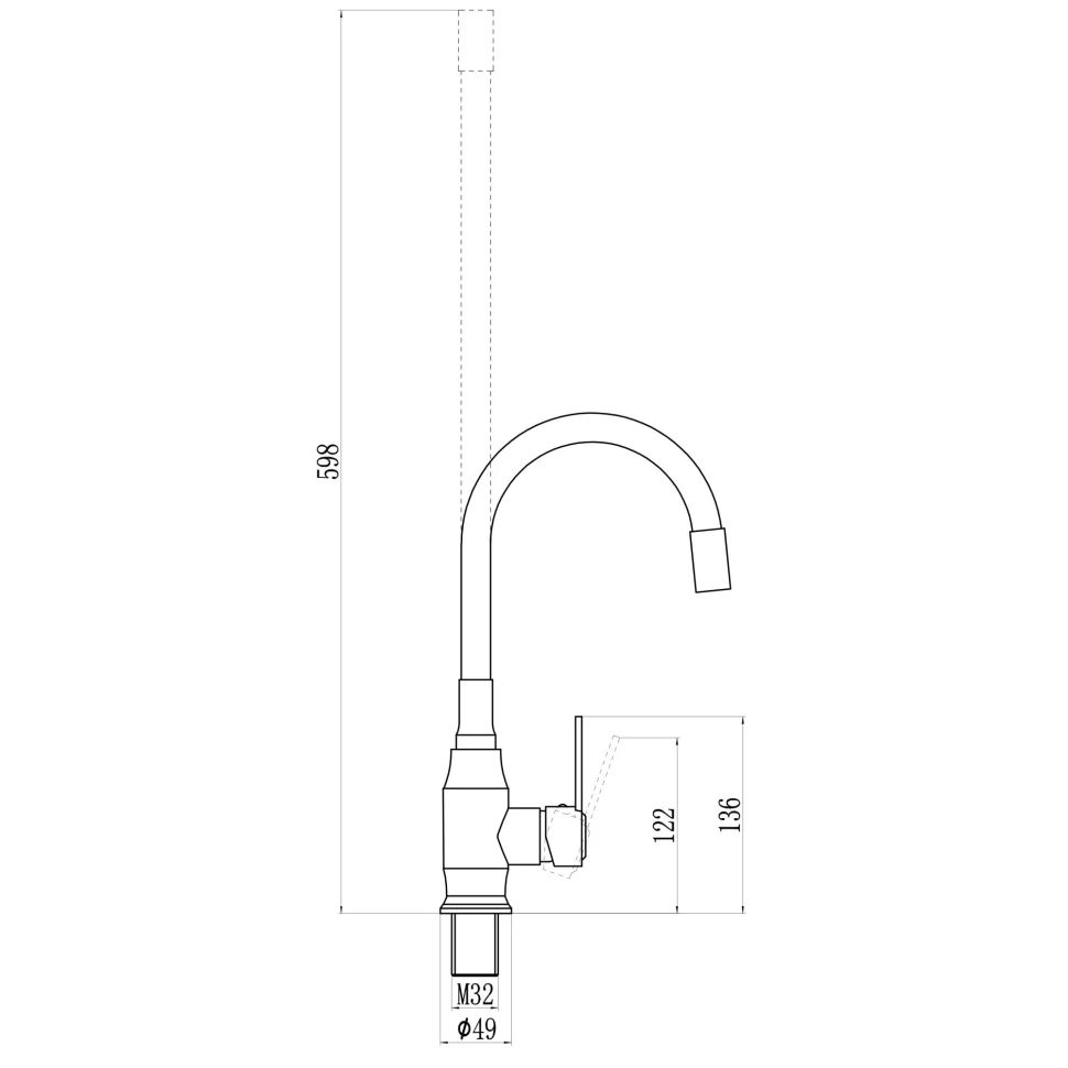 Смеситель для кухни Savol S-2805A01, хром