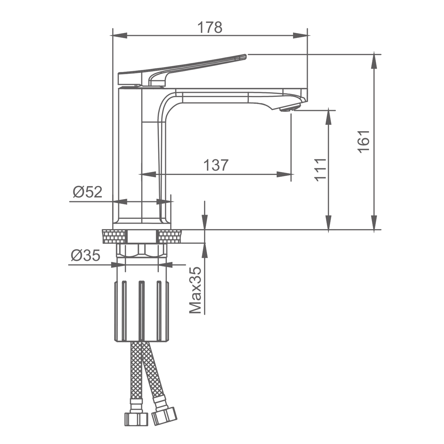Смеситель для раковины Splenka S40.10.07, серый