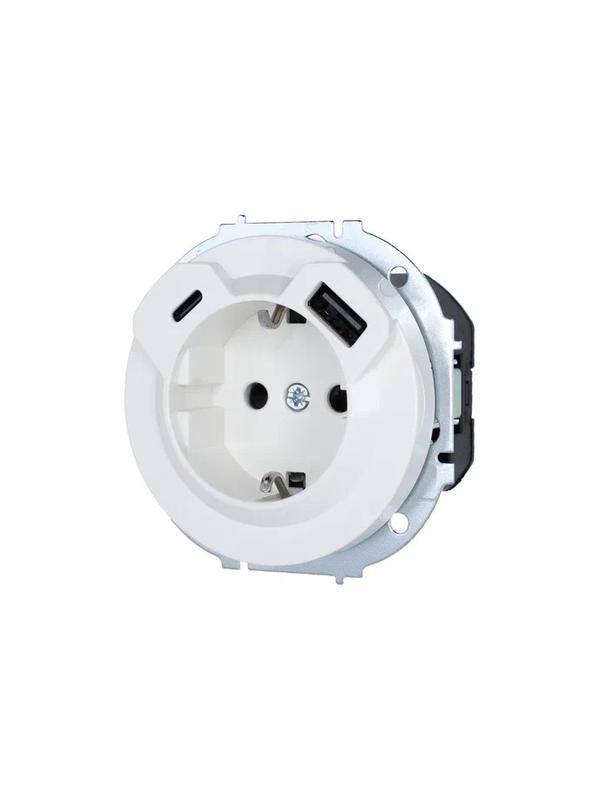 Розетка 1-м СП OSEN с заземл. TC + USB разъем бел. LEZARD 743-0288-181TC