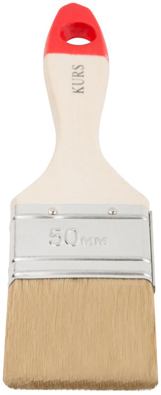 Кисть флейцевая "Оптима" 2дюйм (50мм) натур. свет. щетина деревянная ручка КУРС 00815