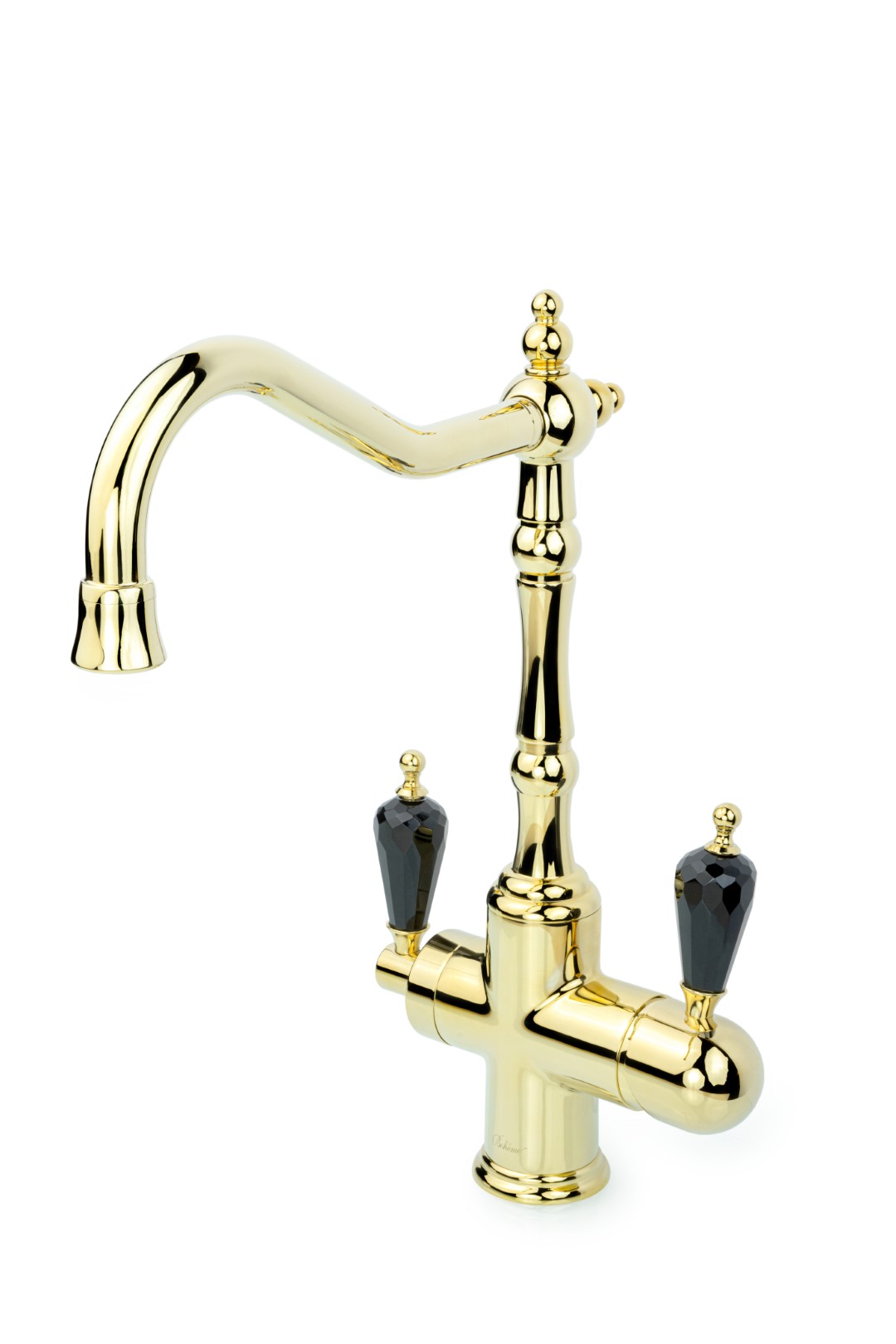 Смеситель для кухни с краном TRADIZIONALE ORO с черным кристаллом SW