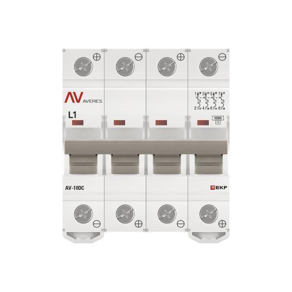 Выключатель автоматический модульный 4п L 1А 10кА AV-10 DC AVERES EKF mcb10-DC-4-01L-av