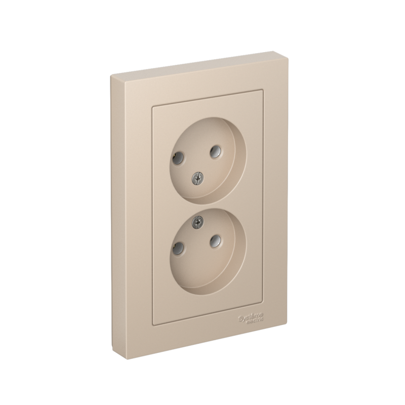 Розетка 2-м. AtlasDesign 16А без заземл. в сборе песочн. SE ATN001220