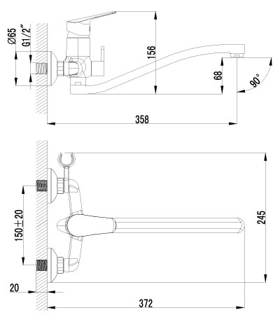 Смеситель для ванны Lemark Partner (LM6553C)